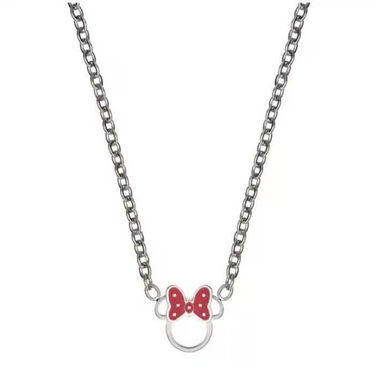 Collana Bambina Minni Acciaio E Smalto Rosso Gioielli Disney