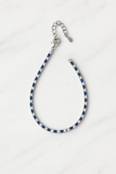 💎 Bracciale Tennis in Argento 925 con Zirconi Bianchi e Blu Alternati