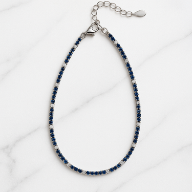 💙 Bracciale Tennis in Argento 925 con Zirconi Blu e Bianchi