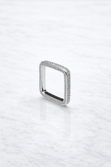 💍 Anello Geometrico Quadrato Pavé in Argento 925