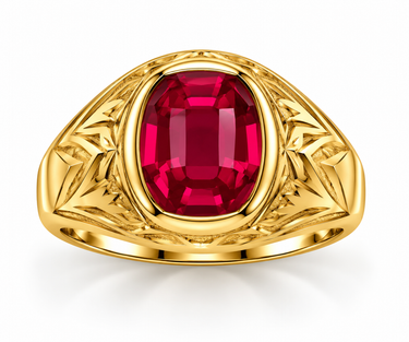 Anello Uomo Chevalier in Oro Giallo 18kt Con Pietra Rossa