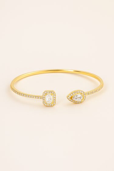 Bracciale regolabile in acciaio inox con doppia pietra luminosa