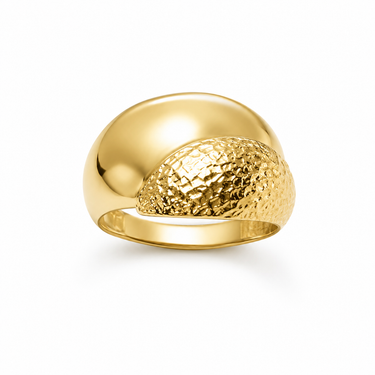 Anello Bombato Fantasia Incrociata in Oro Giallo 18kt