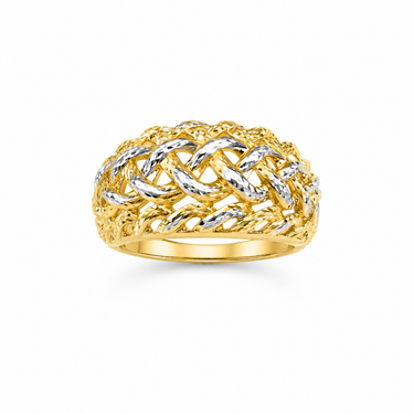 Anello Fascia Intrecciata Bicolore in Oro 18kt