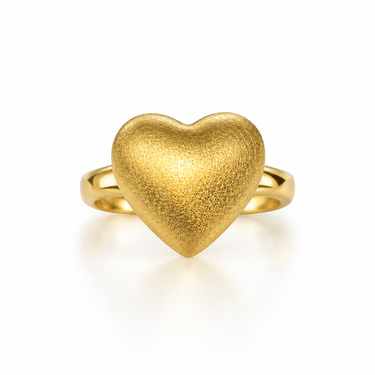 Anello Cuore Satinato in Oro Giallo 18 Kt