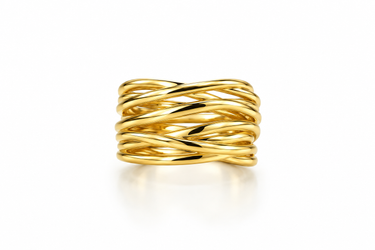 Anello Fascia Intrecciata in Oro Giallo 18Kt