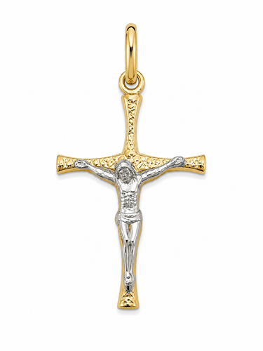 Ciondolo Croce Bicolore in Oro 18Kt – Delicato e Luminoso