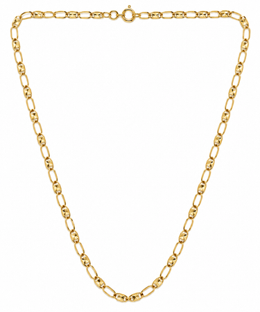 Collana in Oro Giallo 18kt con Maglie Alternate Diamantate