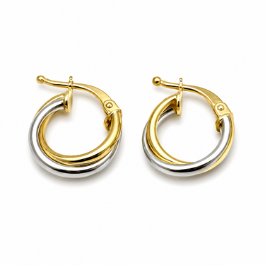 Orecchini a Cerchio Bicolore in Oro 18Kt – Eleganti e Moderni