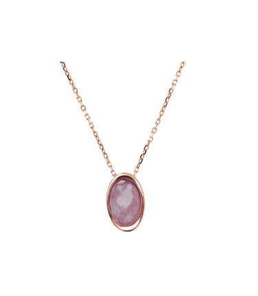 Collana Bronzallure da Donna - Felicia Girocollo Rose Gold con Pendente Ovale di Ametista