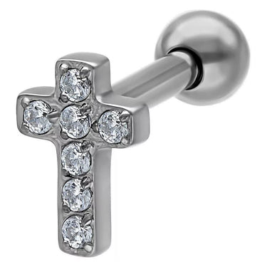 Earbarbell Crystal Cross In Titanio Wildcat IBX0206SV