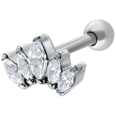 Earbarbell Crystal Lotus Flower In Titanio Wildcat IBX0606SV