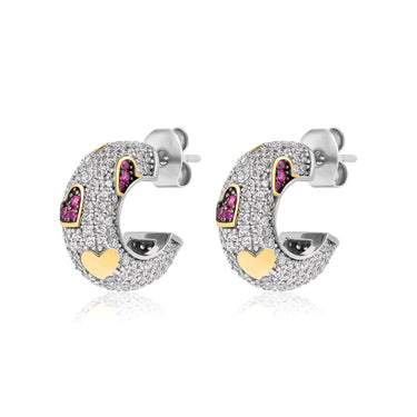 Orecchini in Argento con Cuori e Zirconi GIA372