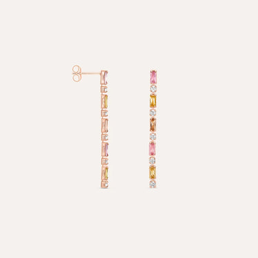 Orecchini Pendenti Tennis Romantic Shine Ottone Rosa Cristallo 1694984