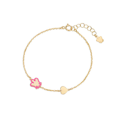 Bracciale Oro Bambina Con Angelo Rosa e Cuore Roberto Giannotti NKT389