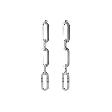 Orecchini con Maglie in Argento Bianco e Zirconia Cubica Unoaerre 5803