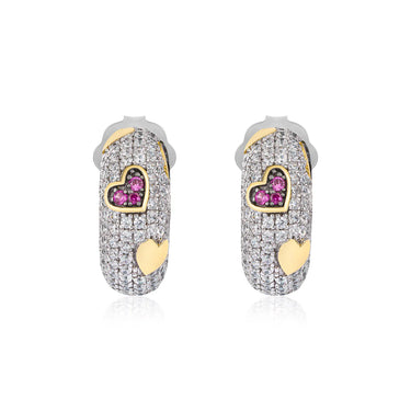 Orecchini in Argento con Cuori e Zirconi GIA372