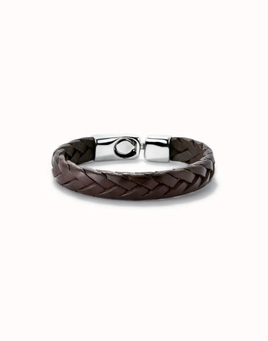 Bracciale Cuoio Intrecciato Colore Cognac Placcato Argento Sterling PUL2455MARMTL0L