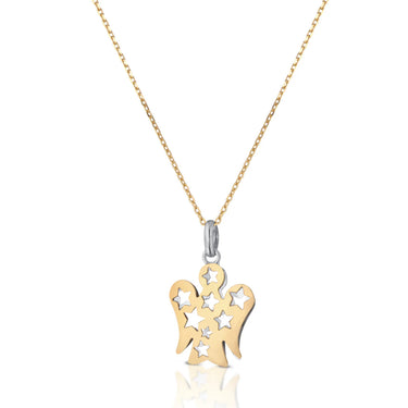 Collana Con Pendente Angelo Con Stelle Double Face In Oro Bianco E Giallo Roberto Giannotti NKT318