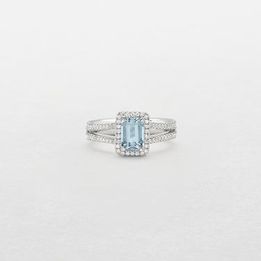 Anello In oro Bianco, Diamanti e Acquamarina AB16977BA