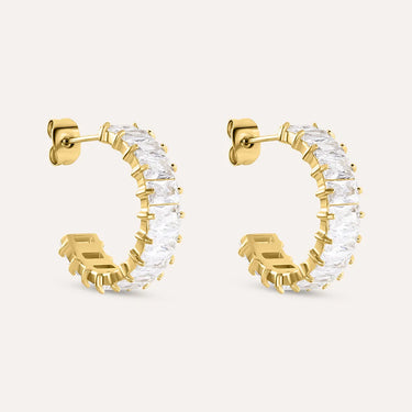 Orecchini A Cerchio Aura Acciaio Dorato Cubic Zirconia Stroili 1699548