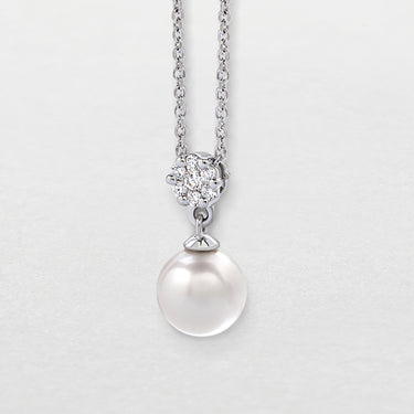 Girocollo In Oro Bianco, Diamanti e Perla Ct 0,08 GBX38279