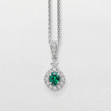 Girocollo In Oro Bianco, Diamanti e Smeraldo Ct 0,23+ Diamanti Bianchi Ct 0,20 GBX37196S