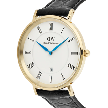Orologio Daniel Wellington Classic Roman Numerals Date Black Croc Belly Gold DW00100915