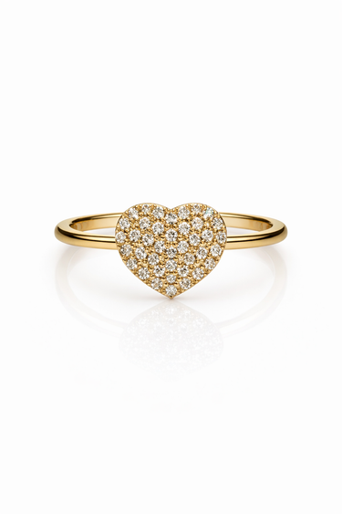 Anello a Cuore In Oro Giallo 18Kt- Elegante e Romantico