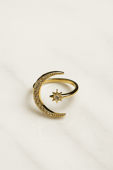 ✨ “Celestia” – Anello Luna e Stella in Argento 925 Regolabile 🌙💫