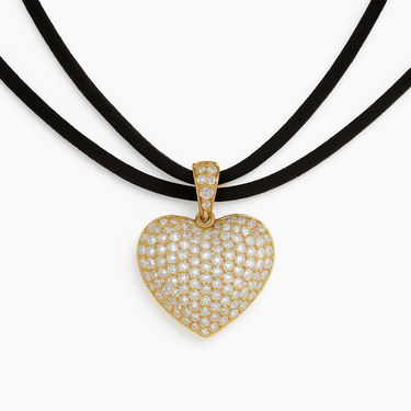 Choker Laccetto + Cuore Full Pavè - Argento 925
