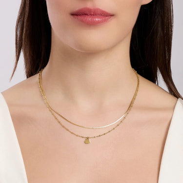 Girocollo Dorato Con Catene e Cuore Kidult 851049