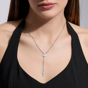 Collana Multicolor Con Madonnina e Pendente Croce Kidult 851146