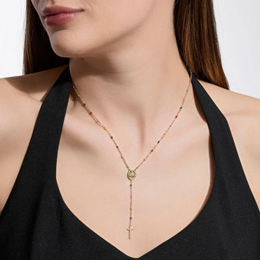 Collana Dorata Multicolor Con Madonnina e Pendente Croce Kidult 851147