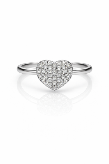 Anello a Cuore in Oro Bianco 18Kt – Design Elegante e Romantico