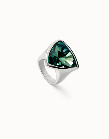 Anello Placcato Argento Sterling Di Forma Triangolare Grande ANI0838VRDMTL18