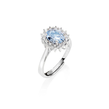 Anello Adattabile Royal Lady Zircone Acquamarina Amen ANLDGBBAC3