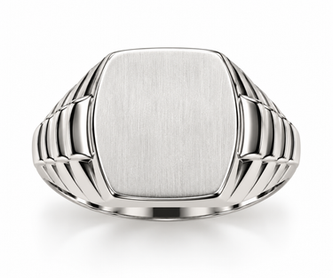 Anello Uomo Chevalier in Oro Bianco 18kt con Piastra Satinata