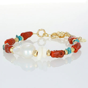 Bracciale Con Perle Barocche e Corallo Vero Nereide Nivy BARP0619#G