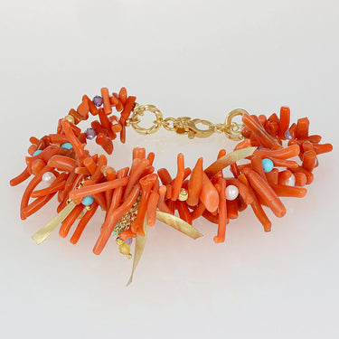 Bracciale Con Rami Di Corallo Rosso Maraya Nivy BARP0843#G