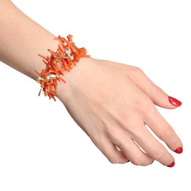 Bracciale Con Rami Di Corallo Rosso Maraya Nivy BARP0843#G