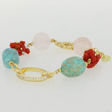 Bracciale Corallo Rosso, Quarzo Rosa e Turchese Sasha Nivy BARP0549#G