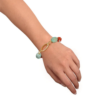 Bracciale Corallo Rosso, Quarzo Rosa e Turchese Sasha Nivy BARP0549#G
