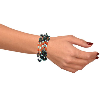 Bracciale Multifilo Con Corallo e Pietre a Perline Talia BARP0621#G