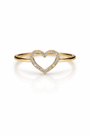 Anello a Cuore in Oro Giallo 18Kt – Design Romantico e Delicato