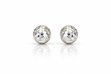 Orecchini a Lobo Sfera Sfaccettata in Oro Bianco 18Kt