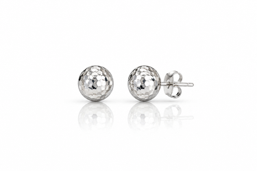 Orecchini a Lobo Sfera Sfaccettata in Oro Bianco 18Kt