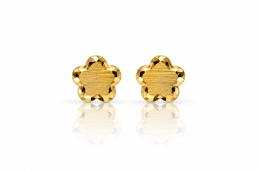 Orecchini a Lobo Fiore Satinato in Oro Giallo 18Kt