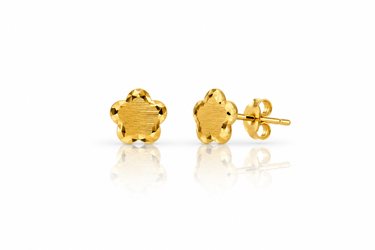Orecchini a Lobo Fiore Satinato in Oro Giallo 18Kt