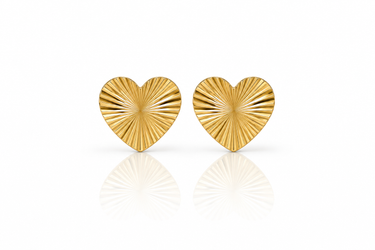 Orecchini a Lobo Cuore Rigato in Oro Giallo 18Kt